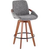 Cosmo 26" Counter Stool in Grey Noise Fabric & Walnut Bamboo